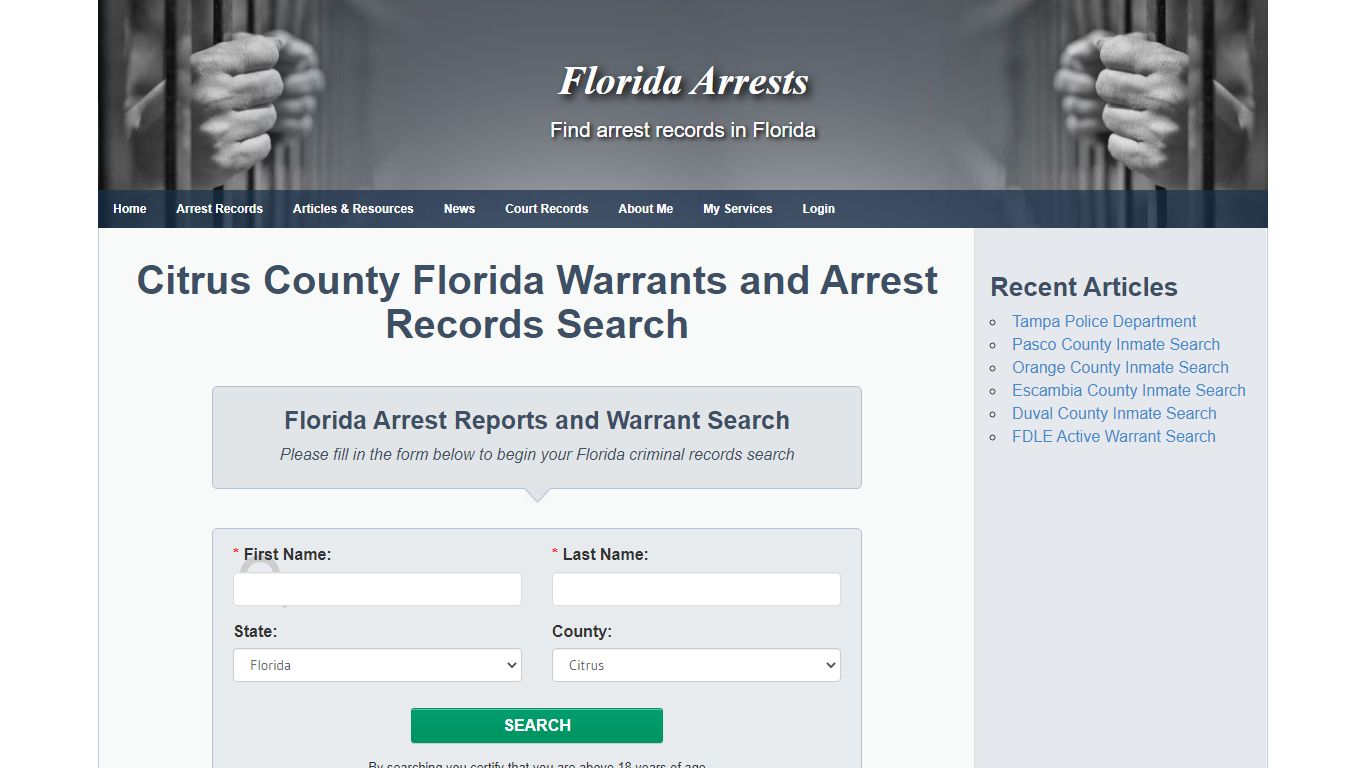 Citrus County Florida Warrants and Arrest Records Search